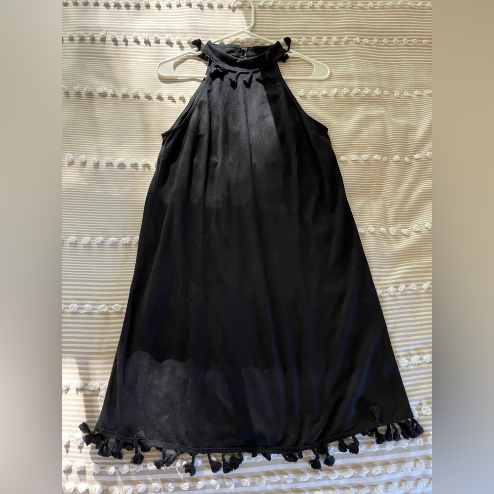 Entero black suede tassel dress, size Small